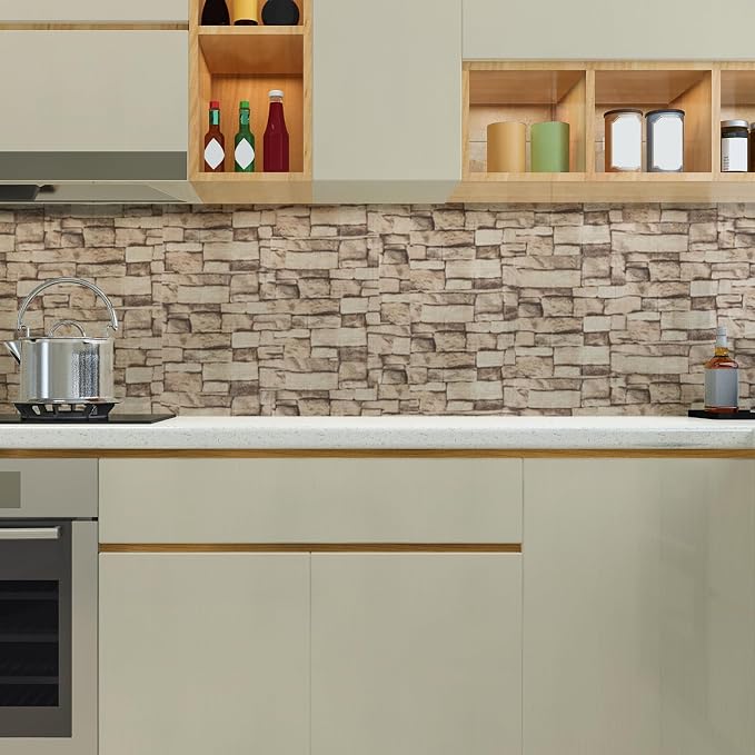 30PCS 3D Wall Panels Peel and Stick Foam, Self-Adhesive Decorative 3D Brick Wallpaper Wall Covering, Faux Stone Wall Panel Foam Brick for Living Room, Kitchen, Bathroom - Image 3