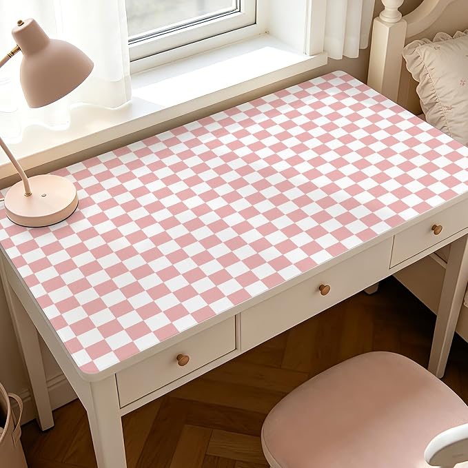 Pink and White Contact Paper Mosaic Checkered Peel and Stick Wallpaper 17.3"x300" Self Adhesive Waterproof Vinyl Roll for Bathroom Kitchen Backsplash Cabinets Shelf Liners Drawers - Image 9