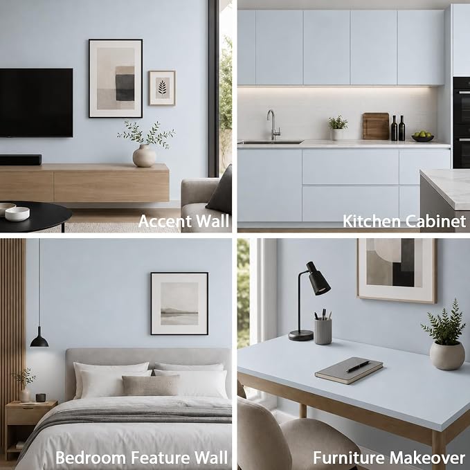 Peel and Stick Wallpaper Blue Contact Paper Self-Adhesive Removable Waterproof Wallpaper Vinyl for Cabinets Countertops Bathroom Kitchen Wall Covering 17.7"x118" - Image 4