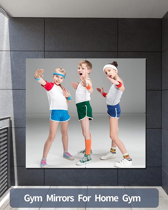 Wall Mirrors for Bedroom Door,Unbreakable Full Length Wall Mirrors Tiles,shatterproof Mirror for Kids 4 Pack 10" x10,Workout for Home Gym Body,Closet Mirror Wall Home Gym - Image 7