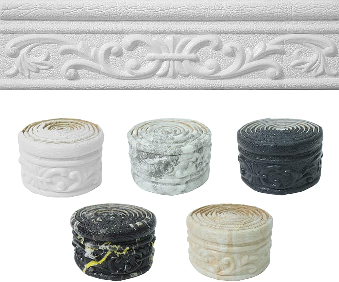 90" x 3.1" Peel Stick Foam Molding Trim Self Adhesive, Crown Molding Wallpaper Border Flexible, 3D Wall Edging Lines Foam Baseboard, Wall Base Moulding Trim for Home, Hotel DIY Decoration by WAPANE