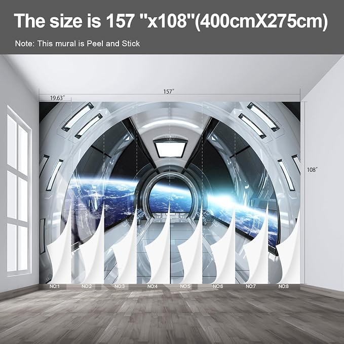 Spaceship Large wall murals Peel and Stick self Adhesive Wallpaper for Bedroom Living Room - 108"x157" - Image 2