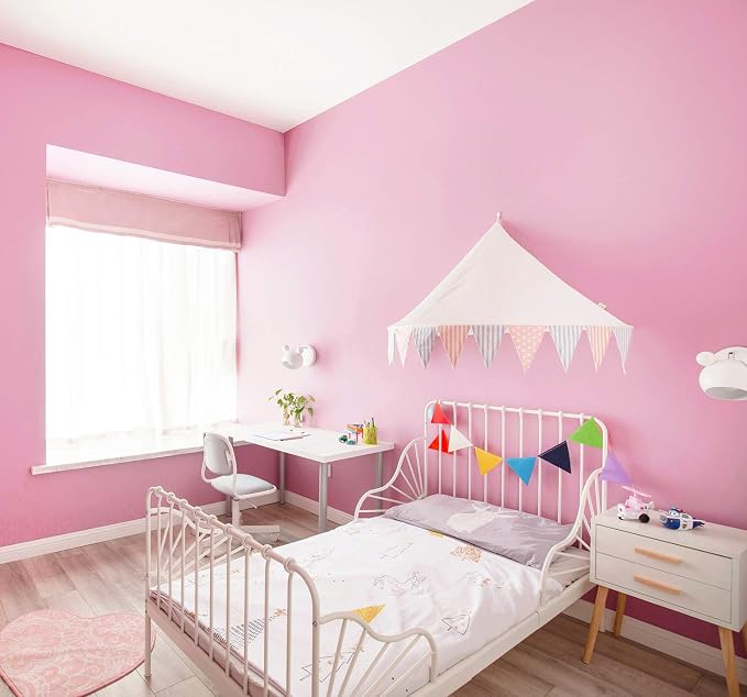 197"x17.7" Pink Wallpaper Solid Color Peel and Stick Wallpaper Pink Contact Paper Self-Adhesive Removable Wall Paper for Wall Covering Cabinet Countertop Vinyl Roll - Image 3