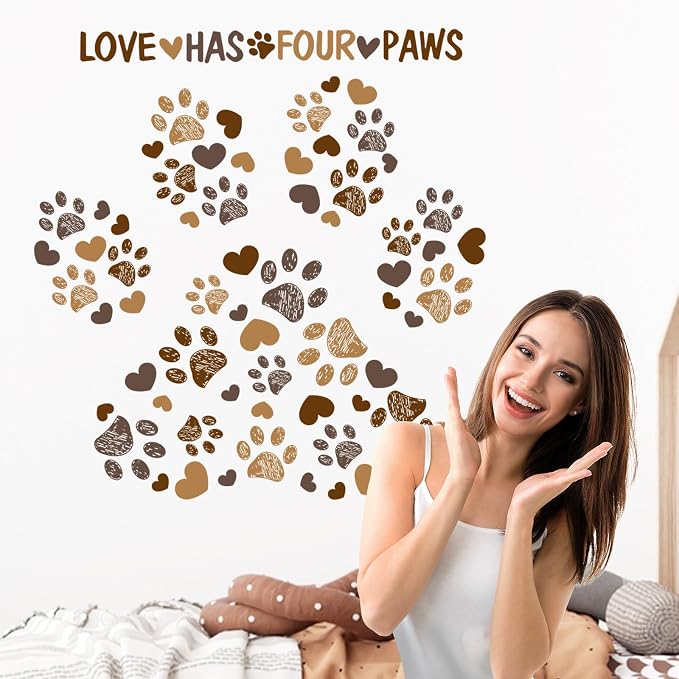Mfault Dog Cat Paw Prints Wall Decals Stickers, Love Has Four Paws Nursery | Decorations Kids Bedroom Art, Neutral Toddlers Girls Boys Pet Lovers Room Playroom Decor - Image 6