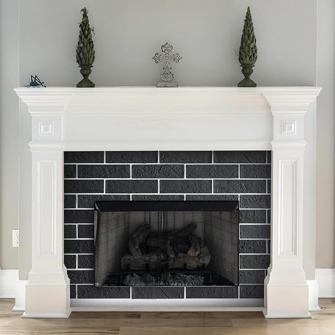 2 Old Town Black Faux Brick Wall Tiles, 3D Thin Brick Veneers - Image 5