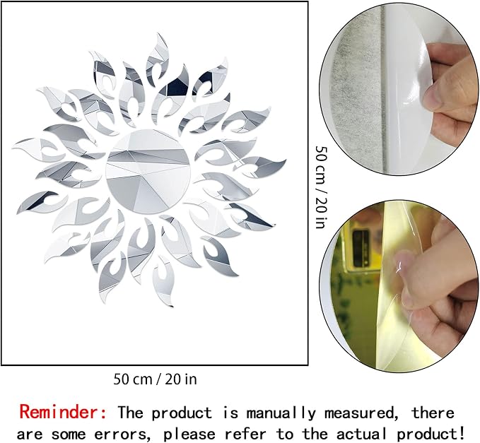3D Mirror Sunlower Wall Decor Sticker, Peel and Stick Wall Art Decals - Image 2