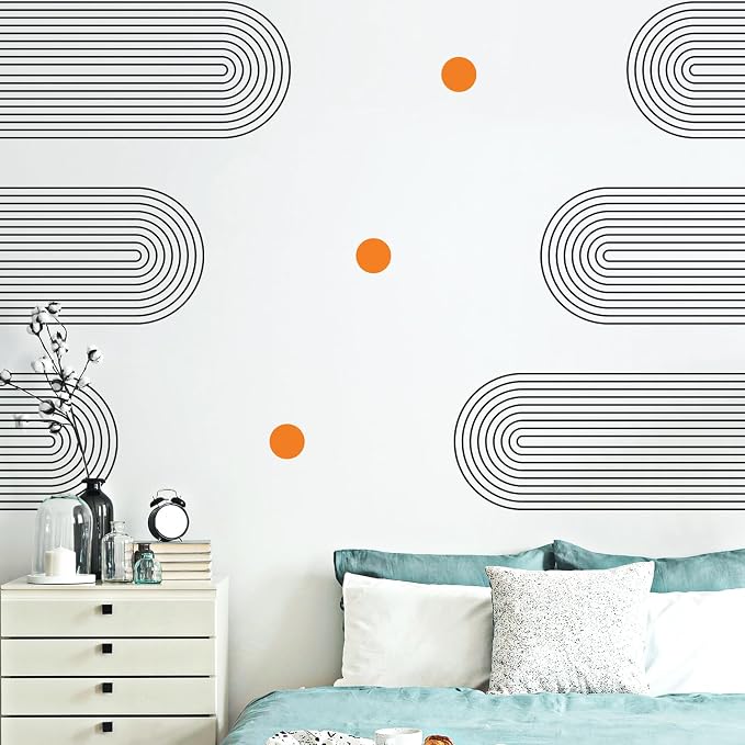 Boho Mid-Centur Arch Wall Decals Peel and Stick, Large Sun Removable Wall Stickers & Murals, Removable Leaves Home Decor Art for Bedroom Living Room Classroom Office - Image 6
