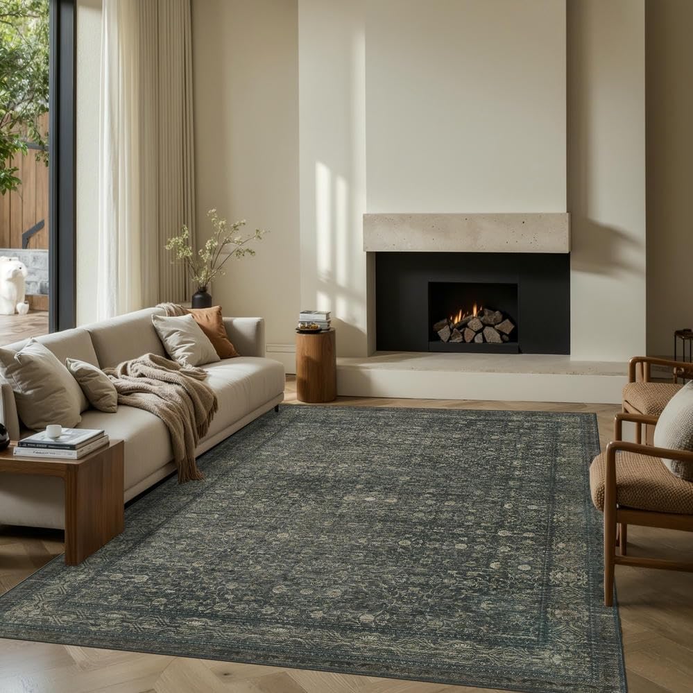 Rugxara 5X7 Washable Area Rug for Living Room, Bedroom(Moss Brown) by Rugxara