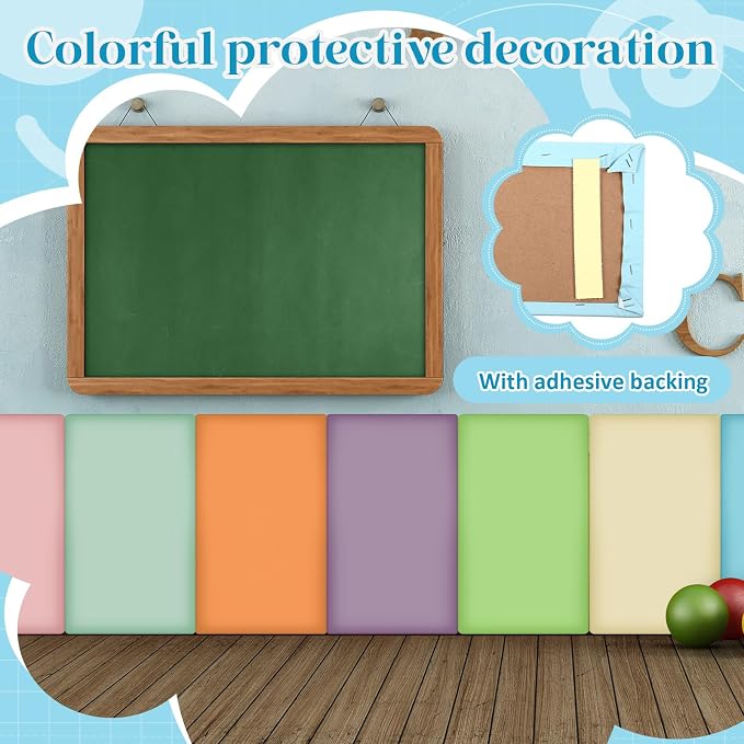 Hahafelt 8 Pack Wall Padding for Playroom Peel and Stick Headboard 19.69" x 11.81" x 1.18" 3D Anti Collision Upholstered Wall Panels Self Adhesive Headboard Panel for Protection (Fresh Colors) - Image 4