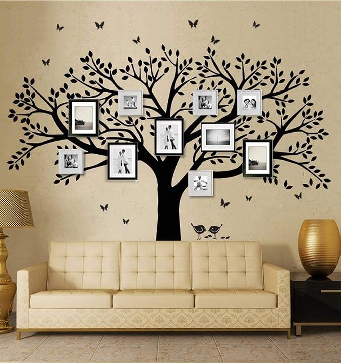 Giant Family Photo Tree Wall Decal Wall Sticker Vinyl Mural Art for Home Decor Room Decor (Black) - Image 2