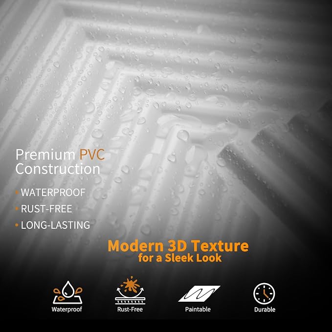 WOWSTAR 12-Pack 3D Wall Panels 19.7" x 19.7", White Slat Wall Panels for Interior Wall Decor, Modern Wall Covering for Living Room, Bedroom & Office | 12-pack, 19.7"x19.7", Textured wall panels, accent wall covering, living room bedroom office - Image 7