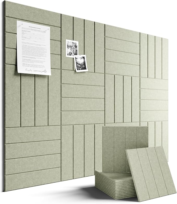 Fluxynara Felt Bulletin Board & Cork Board Alternative, Sage | 48" x 36" Pin board, Removable Adhesive Tabs, Easy Install Without Wall Damage, For Home Office Decor by FLUXYNARA