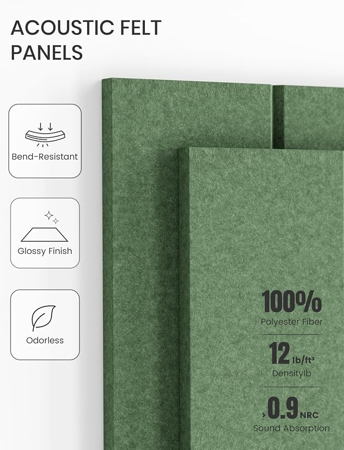 Fluxynara 48" x 36" Large Felt Bulletin Board, Moss Green | 12 Pack Cork Board Alternative with 60 Safe Adhesive Tabs, Felt Pin Boards for Wall Decor, Home, Office, Classroom, Dorm - Image 5