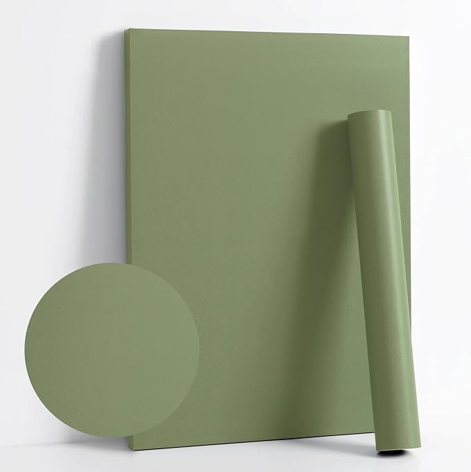 Dimoon 110''x17.7'' Green Peel and Stick Wallpaper Contact Paper Modern Self Adhesive Wall Paper Removable Renter Friendly Textured Solid Color Shelf Cabinet Vinyl Roll (110''x17.7'',Olive Green) by DIYYOURMOON