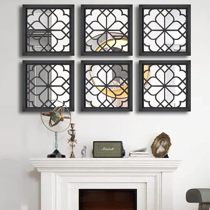 Wocred 2 PCS Square Wall Mirror,Gorgeous Rustic Farmhouse Accent Mirror,Black Entry Mirror for Bathroom Renovation,Bedrooms,Living Rooms and More(12”x12”) - Image 6