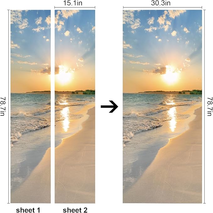 TUOKING Door Sticker,Peel and Stick Removable Vinyl Door Decals | Wallpaper Waterproof Self-Adhesive Mural for Home Decor,Wall Covers Poster,30.3" W x 78.7" L, Set of 2 Sheets - Image 2