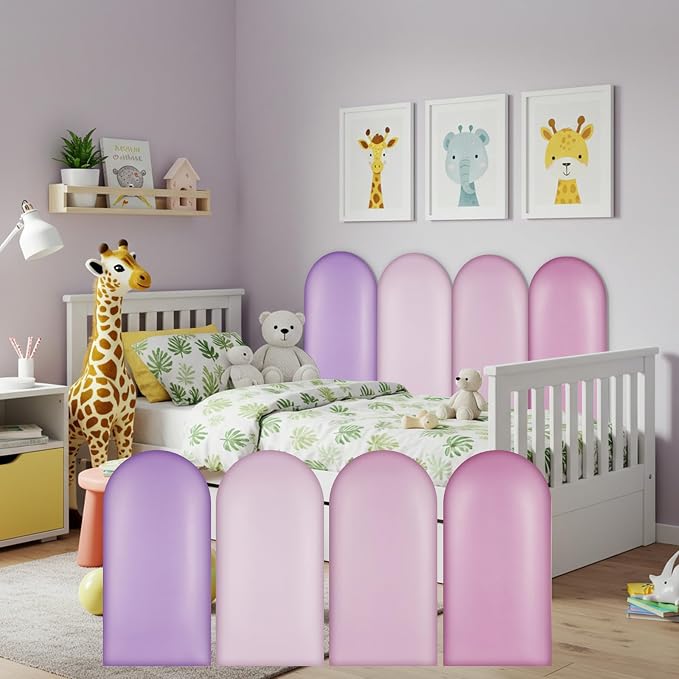 Jetec 4 Pcs Kids Wall Padding Panels, 1.18 Inch Thick Foam Wall Protector, 15.75 x 7.87 Inch Soft 3D Purple Safety Panels for Nursery & Playroom by Jetec