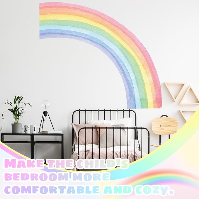 15.7×63 Inch Rainbow Wall Decal Watercolor Mural Rainbow Modern Vinyl Peel and Stick Sticker Removable for Classroom Living Room Bedroom Playroom Decor - Image 7