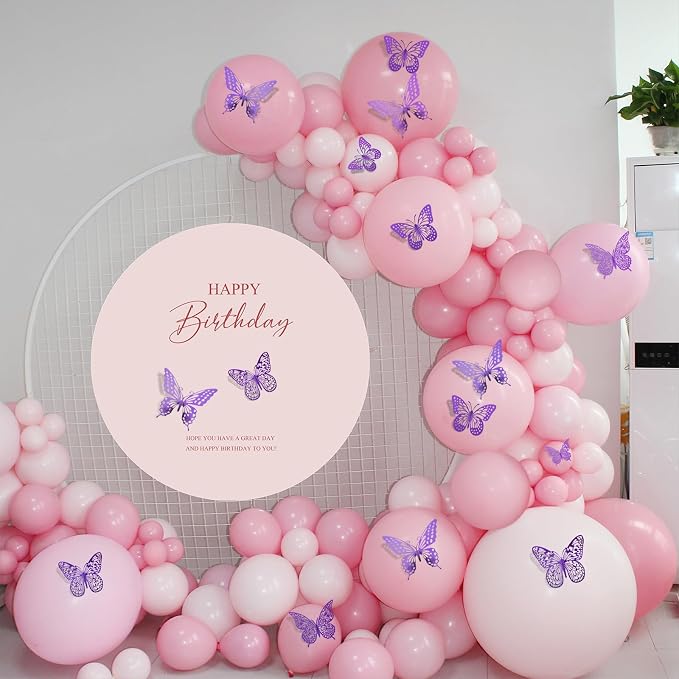 SAOROPEB 3D Butterfly Wall Decor 48 Pcs Purple Butterfly Decorations | 4 Styles 3 Sizes, Birthday Decorations Butterfly Party Decorations Cake Decorations, Removable Stickers - Image 2