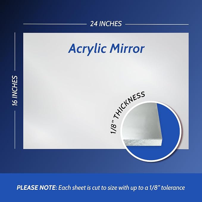 Duco USA-Made Acrylic Mirror Sheet 1/8 Inch Thick 16" x 24" (with Adhesives) - Pack of 2 Silver Frameless Plastic Mirror for Walls, Home Gyms, Bathrooms, & More - Shatter-Proof Mirrored Plexiglass - Image 3