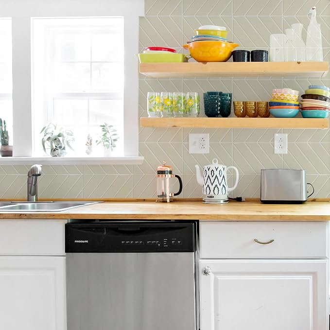 STICKGOO Herringbone Peel and Stick Backsplash, Light Gray Beige, 10 Sheets | 12.6 x 9.7 in, Thicker Rectangular Vinyl Stick-On Wall Tiles, Easy Alignment, Waterproof, Easy to Clean, Kitchen/Bathroom - Image 3