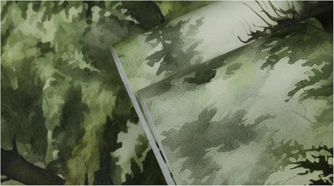 HAOKHOME Forest Wallpaper Peel and Stick Tree Green Woodland 17.3in x32.8ft | Stickly Mural Textured Removable Wall Paper Modern Landscape Mountain Botanical Waterproof for Bathroom Bedroom Contact Paper - Image 9