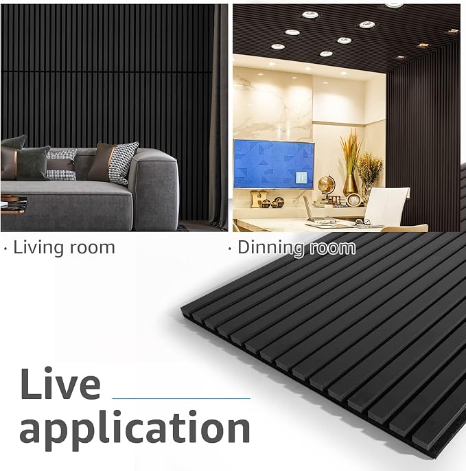 Art3d 2-Pack 3D Fluted Wood Sound Absorbing Slat Wall Panel, Matte Black | 47.2 x 23.6 Inch, Noise Control, Easy to DIY, Sustainable Material, Ideal for Homeowners, Designers, for Living Room, Office - Image 7