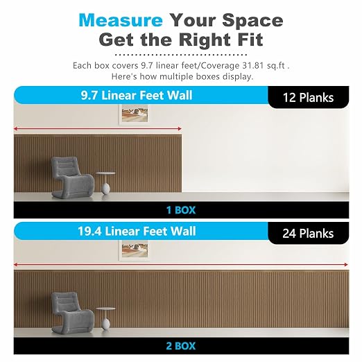 Art3d Beadboard Wainscoting Wall Panel Kit for Wall, 37.8 x 9.84 Inch, Teak | 12-Piece Panels + 4 Edge Trims, 31 Sq.Ft. Coverage, Lightweight, Water-Resistant, Easy to Trim, for Living Room, Bedroom - Image 6
