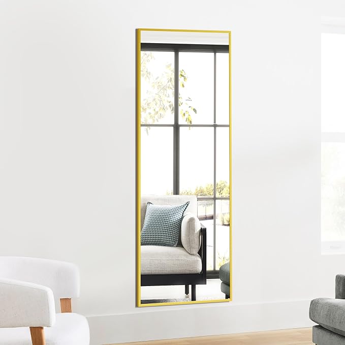 TRAHOME Full Length Floor Mirror 56"x15", Large Standing Body Mirror, Gold - Image 7