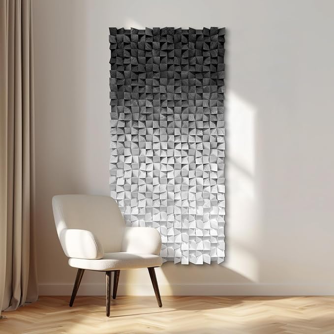 LIUZEYUE Oversized Textured Wood Wall Art, Mosaic Depth, Carved Decor | abstract wood wall art; dark gray and rust, multi-level pine surface; corporate entrance statement wall; 39.4 x 78.7 in - Image 8