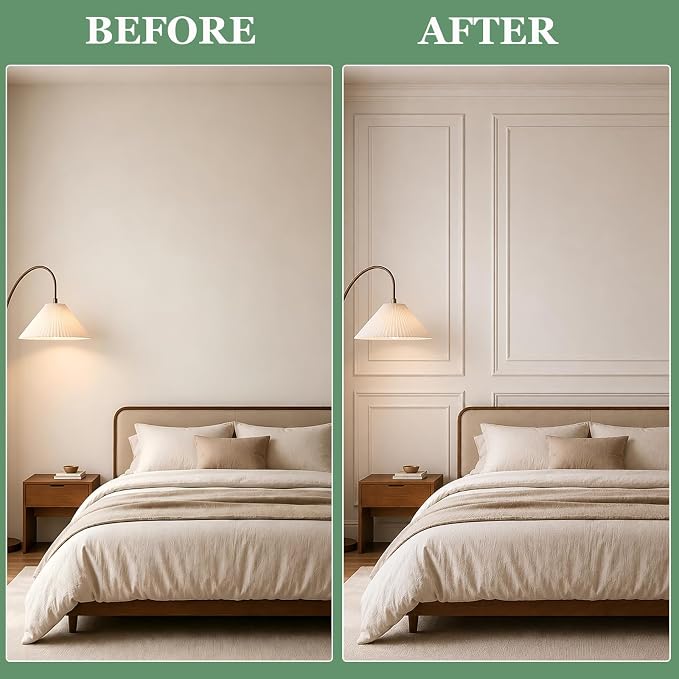 Peel and Stick Wall Molding Kit, Pre Cut Bilinear Frame Wainscoting Panel | 3 Set,Inner and Outer Layer Style,Self Adhesive,Paintable,Premade,24"x60"+13.5"x46.8" - Image 3