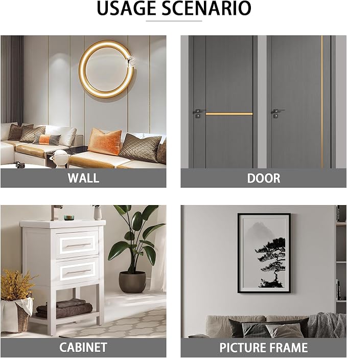 QDYMXUN Glossy White Peel and Stick PVC Molding Trim, Flexible DIY Wall Accent Strip for Mirror Frame, Cabinet, Edges & Borders and Tiles (197"L x 0.4"W) - Image 5