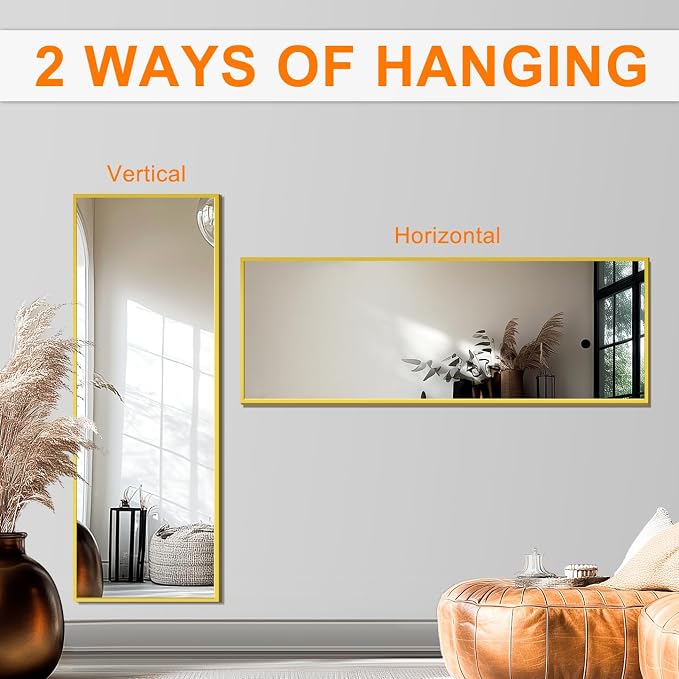 TRAHOME Full Length Floor Mirror 56"x15", Large Standing Body Mirror, Gold - Image 5