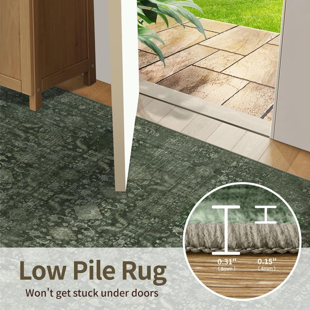 Rugxara Green 6x9 Area Rugs Washable Rug for Living Room Dining Bedroom - Image 6