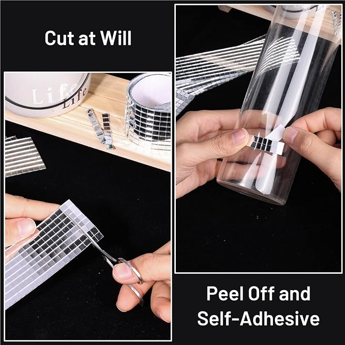 PP OPOUNT 10800 PCS Disco Tiles, 5 x 5 mm Self-Adhesive Glass Mirror Tiles - Image 4