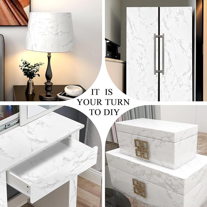 Marble Contact Paper White Peel and Stick Wallpaper for Kitchen Countertop | 15.7inch×118.1inch Gray Marble Wallpaper for Kitchen Backsplash Cabinet Waterproof Self Adhesive Removable Wall Paper - Image 6