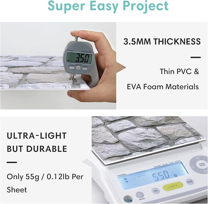 Commomy Faux Stone Peel and Stick 3D Wall Panels 10 Pcs 11.8" x 11.8" | Ultralight Thin PVC Printable Faux Rock Wall Covering Decorative Tiles for Living Room,Fireplace(Covers 9.7 sq.ft) - Image 4