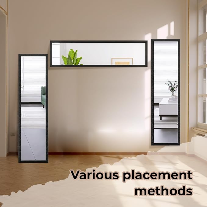 LFT HUIMEI2Y Door Mirror Full Length, Wall-Mounted Mirror Black 50" x14" - Image 6