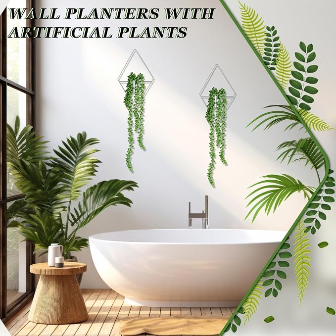 Canlierr 4 Pcs Wall Decor Hanging Planters, Succulent, Silver - Image 6