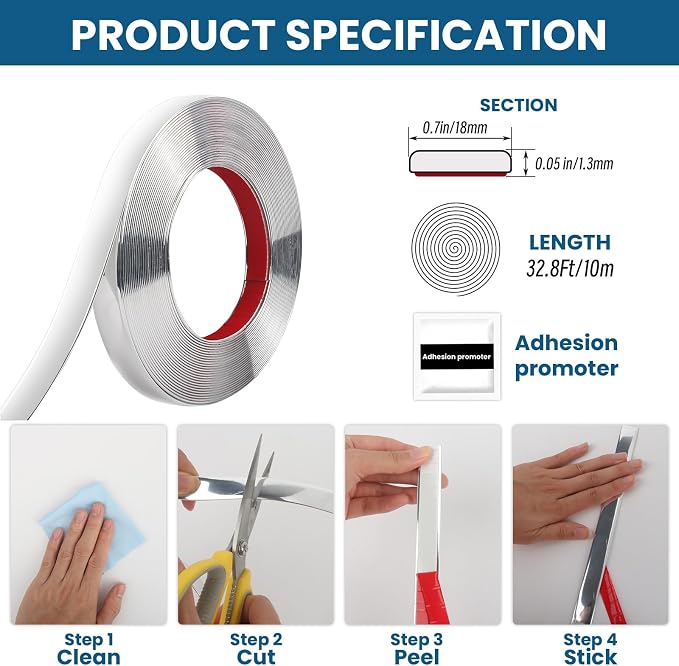 32.8 Ft Peel and Stick Molding Trim, Waterproof Decorative Strip - Image 2