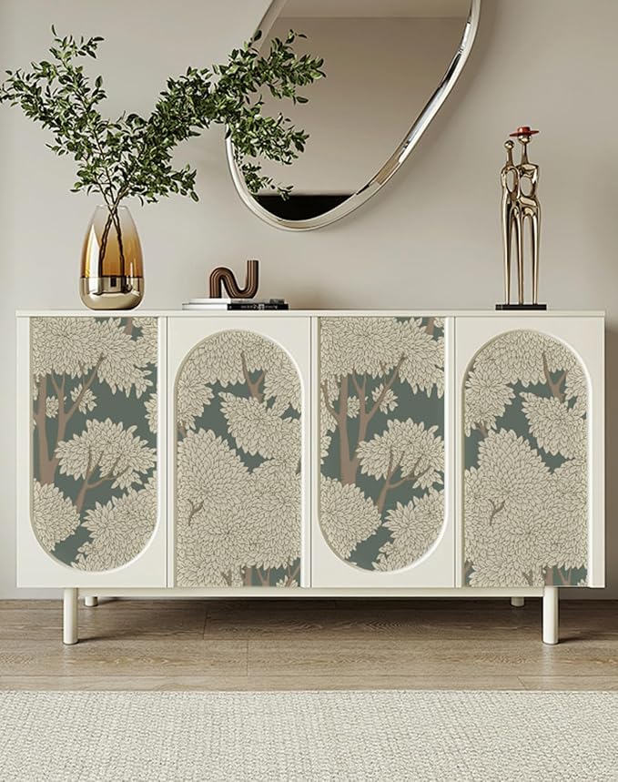 Sage Green Forest Jungle Tree Peel and Stick Wallpaper 17.7"x 196.85" Waterproof Woodland Decor Wall Mural for Bathroom Bedroom Home Wall Decoration - Image 8