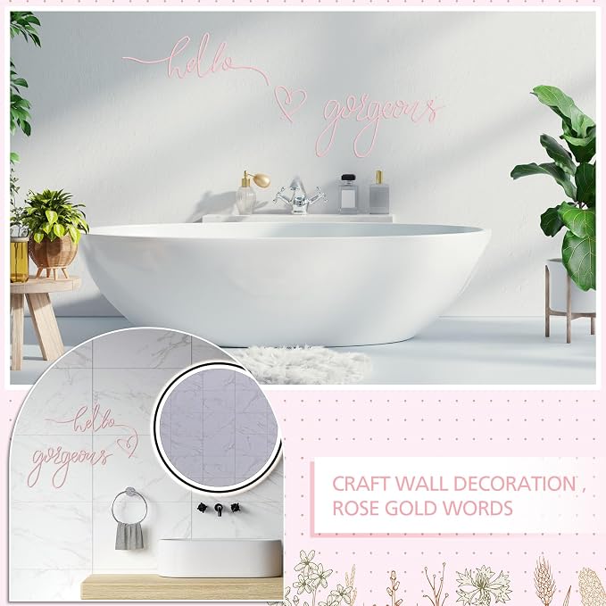 Metal Hello Gorgeous Wall Art Minimalist Wall Decor,Light Pink,Classic | for Bedroom Bathroom Living Room Dressing Room Salon Vanity Office Home Decoration, Easy to Install - Image 5