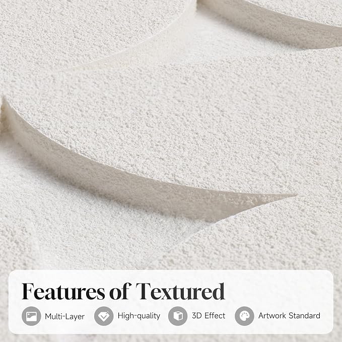 Large 3D Textured Modern White Abstract Wall Art Set, 3 Piece 24x36 In | Solid Wood Framed Artwork for Walls, Set of 3 All White Texture Paintings, Big Pictures Wall Decor Living Room Bedroom Office - Image 3