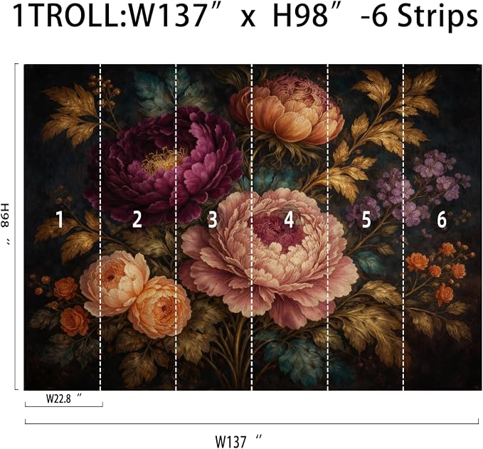 Oversized Flower Wall Murals Peel and Stick Canvas Wallpaper | Large Removable Flower Mural for Living Room Bedroom Office Home Decor and Accent Walls in Multiple Standard Sizes - Image 7