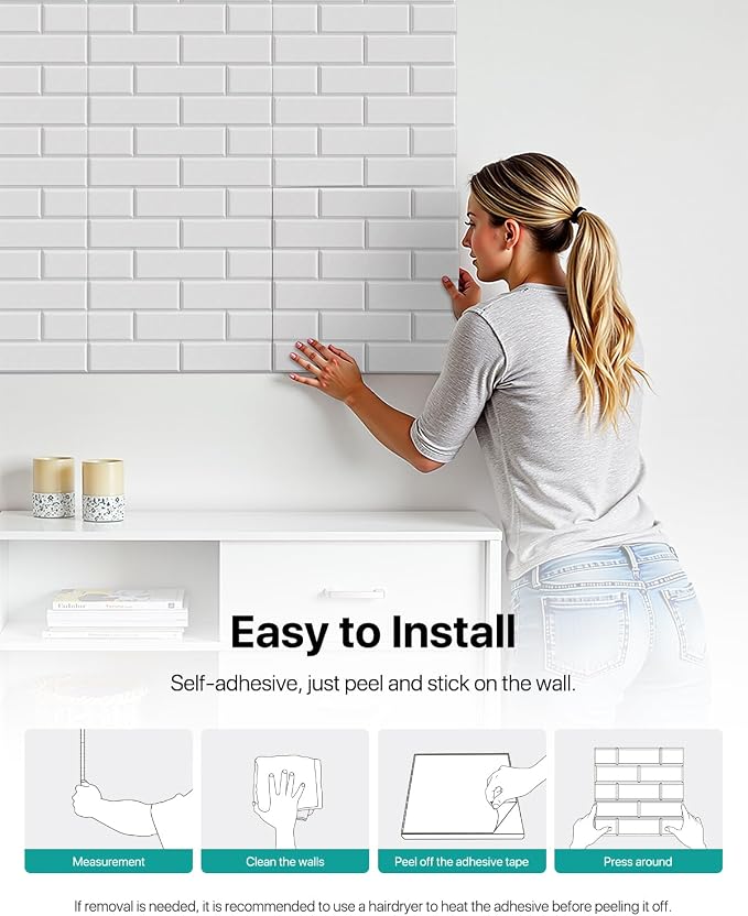 Soundsbay Acoustic Panels Self Adhesive, 12 Pack High Density Sound Proof Foam Panels for Walls, 12" X 12" X 0.4" Soundproof Wall Panels, Brick Acoustic Wall Panels for Home, Ceiling White | Covers 11.6 sq ft, 150kg/m³ High-Density Polyester, Soundproo... - Image 7
