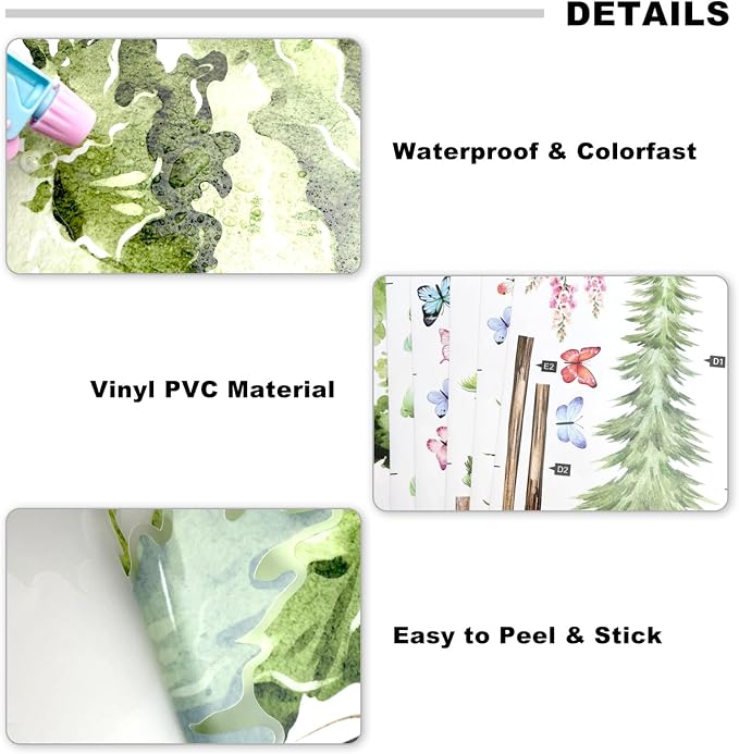 Watercolor Large Tree Wall Stickers Peel and Stick Murals Decal | Pine Tree Wall Forest Decal for Living Room TV Walls Baby Bedroom Classroom Nursery (Green Various Trees, 11.8 * 35.4inch) - Image 7