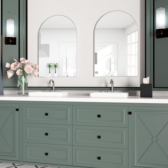 Arched Wall Mirror for Bathroom, 20"x30" Arched Mirror Wall Mounted Mirror with Metal Frame, Sliver Vanity Mirror Decor for Mantle, Bedroom, Entryway, Living Room - Image 3