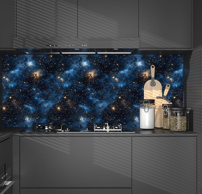Laatse Dark Starry Sky Wallpaper Peel and Stick 17.5"x 118",Black/Blue | Self Adhesive/Removable/Waterproof/Thick Vinyl Contact Paper for Bathroom Bedroom Shelf Cabinet Drawer,Prepasted,Easy Peel - Image 3