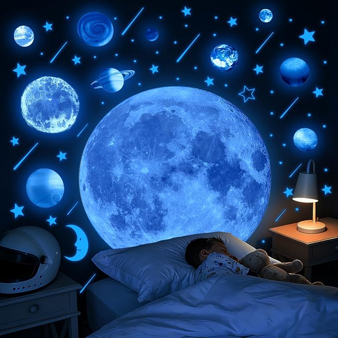 Vancoup 158 PCS Glow in The Dark Solar System Wall Stickers | Luminous Planet Star Moon Comet Peel and Stick PVC Decals for Kids Nursery Bedroom Playroom Home Decor by VANCO-UP