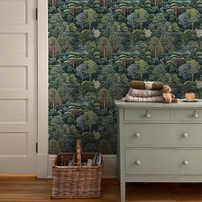18"x236" Nature Forest Trees Rivers Peel and Stick Self Adhesive Wallpaper Removable Contact Paper Stick on Easy Peel Off Wall Paper for Kitchen Bedroom Bathroom Renter - Image 3